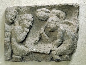 Putti jogando latronculi (pedras)